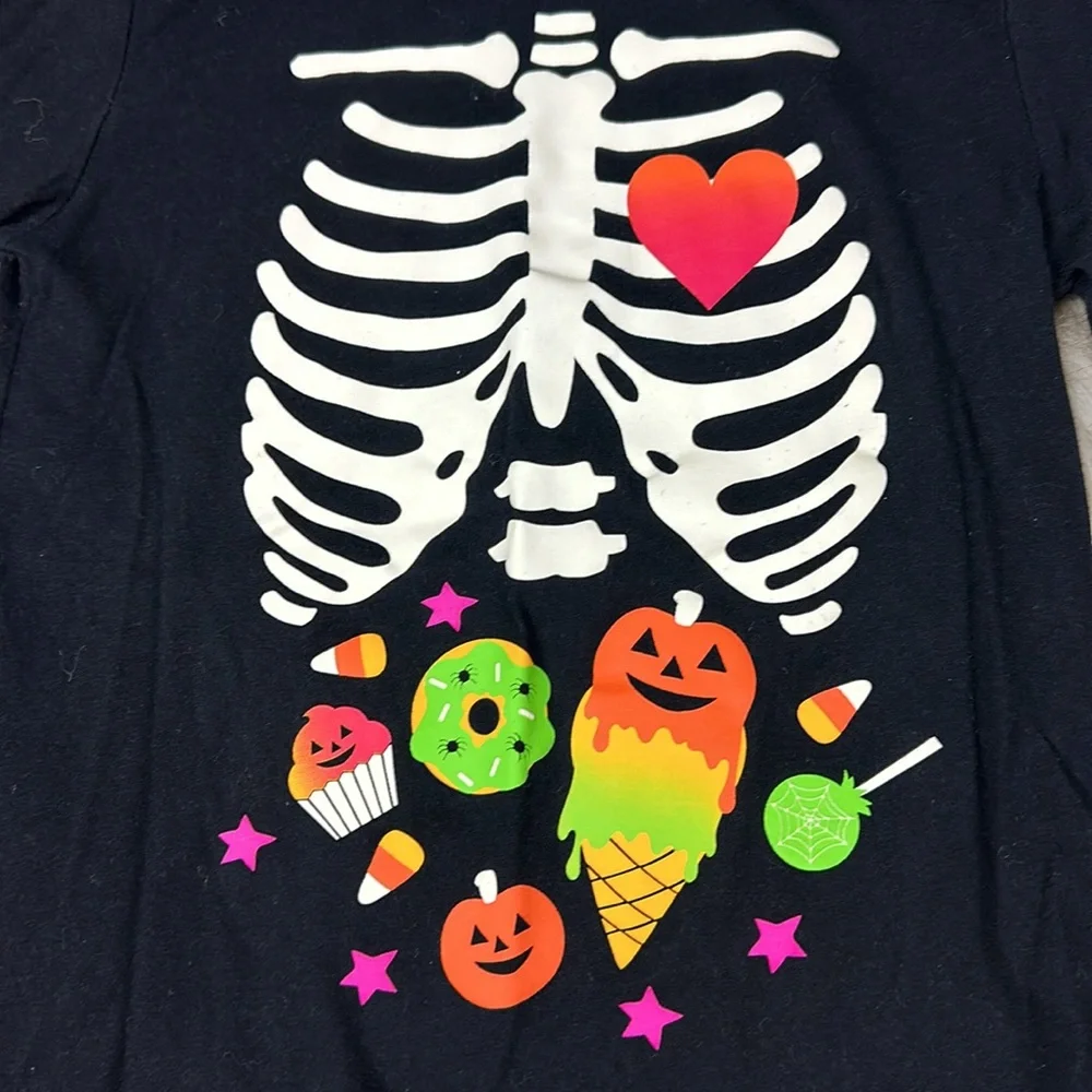 Girls Halloween Shirt Lot Size 5/6 Skeleton Pumpkin Long Sleeve Tops